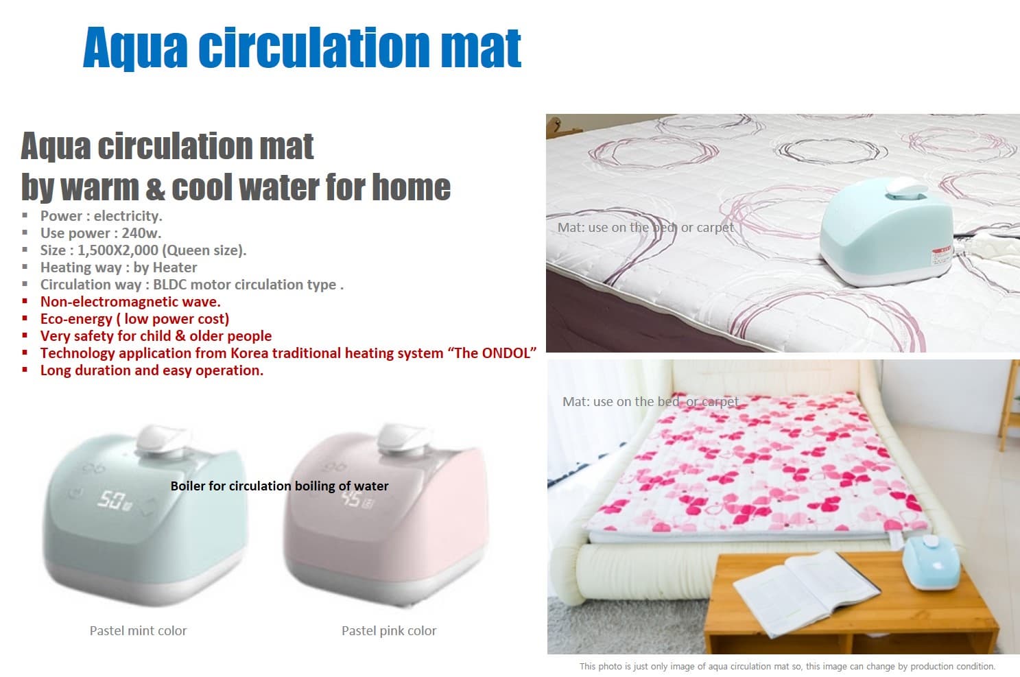 Aqua circulation mat by warm _ cool water for home